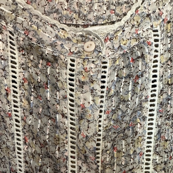 Anthropologie Bishop + Young short wide sleeve boho floral blouse Size XS - Picture 5 of 9